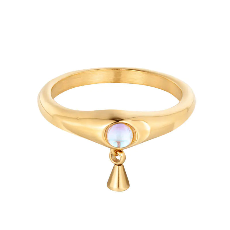 Three-Dimensional Minimalist Pearl Titanium Steel Ring