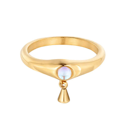 Three-Dimensional Minimalist Pearl Titanium Steel Ring
