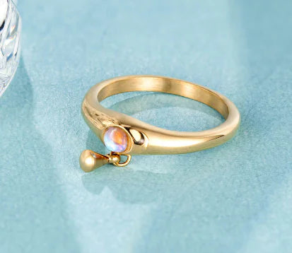 Three-Dimensional Minimalist Pearl Titanium Steel Ring