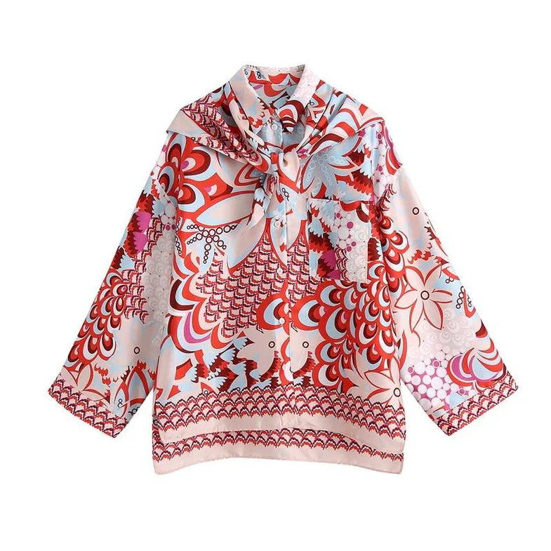 Printed Loose Asymmetric Blouses